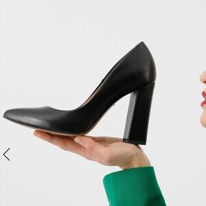 NWT Qupid Black Block Heel Pumps